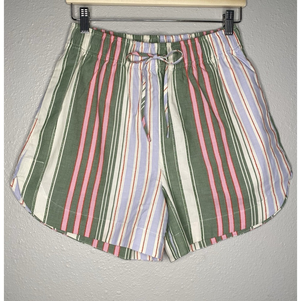 Stine Goya Striped Organic Cotton Set Tie Back Top & High Rise Shorts XXS - Picture 4 of 15